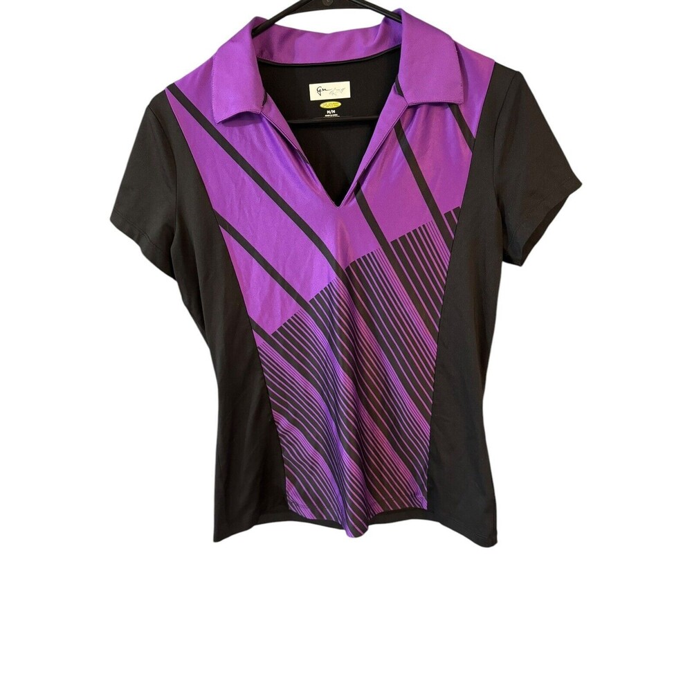 Greg Norman Women’s  Play Dry Golf Polo Shirt Purple & Black  Size Medium